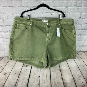 🆕 Lane Bryant Signature Fit Midi Short Green Denim Stretch Shorts Size 26